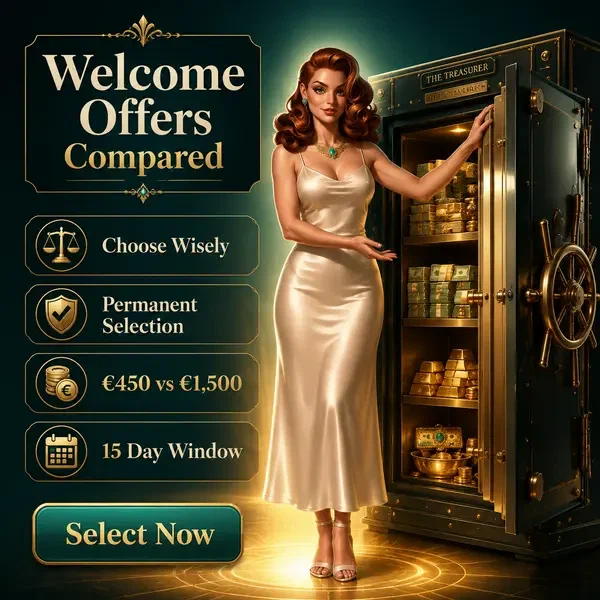 Der Schatzmeister steht neben offenem Safe in der Billionairespin Sportwetten-Willkommenszone